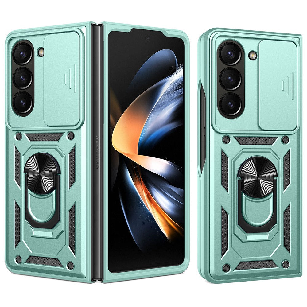 For Samsung Galaxy Z Fold7 5G Case with Slide Camera Lid PC + TPU Kickstand Phone Cover