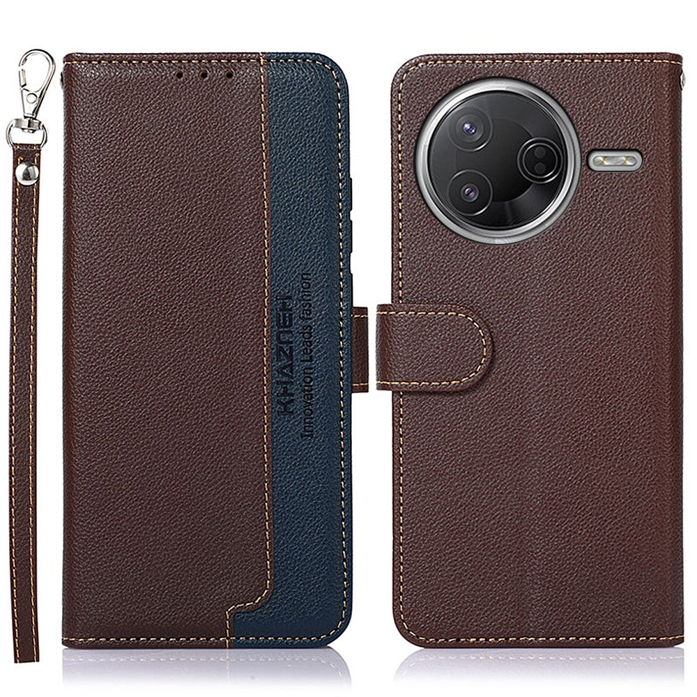 KHAZNEH Litchi Texture PU Leather Case For Xiaomi Poco F7 Pro 5G  /  F7 Ultra 5G  /  Redmi K80 Pro 5G  /  K80 5G RFID Blocking Wallet Phone Cover