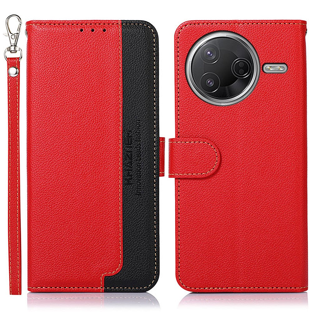 KHAZNEH Litchi Texture PU Leather Case For Xiaomi Poco F7 Pro 5G  /  F7 Ultra 5G  /  Redmi K80 Pro 5G  /  K80 5G RFID Blocking Wallet Phone Cover