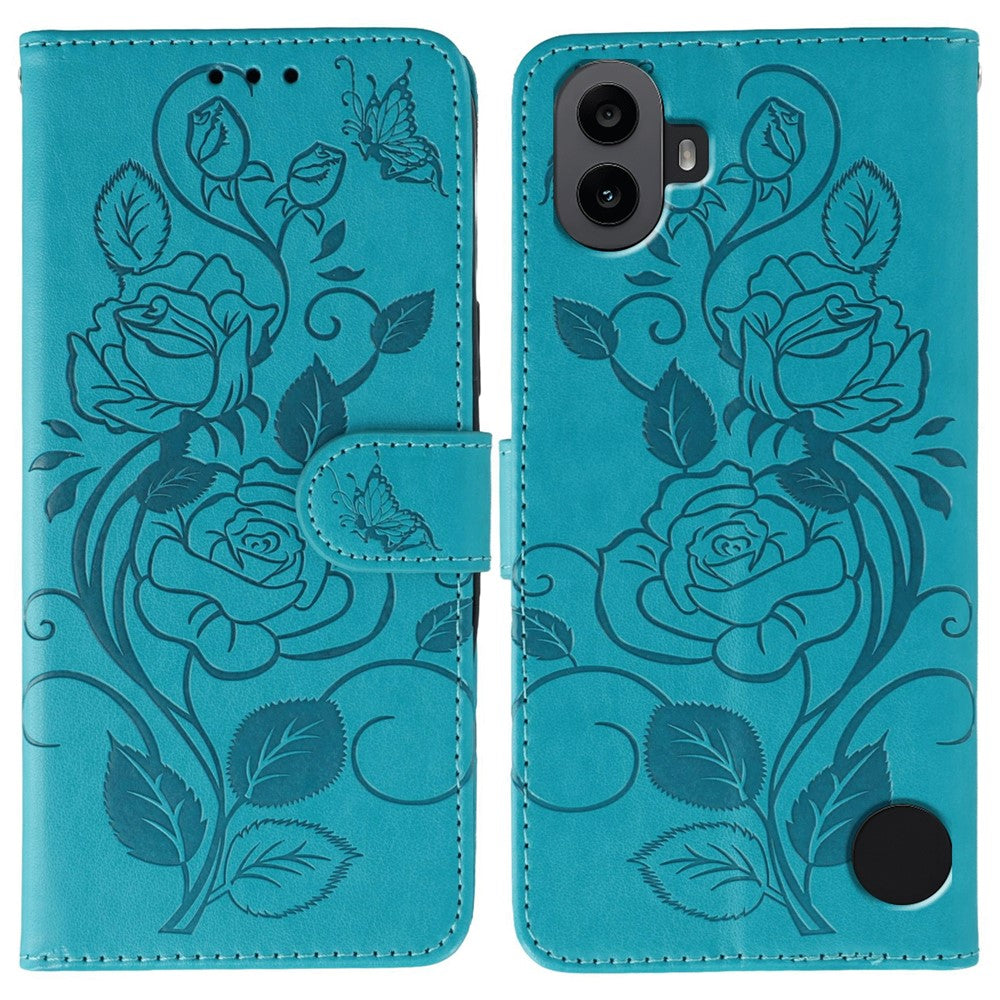 Nothing CMF Phone 1 Wallet-Handyhülle – Aus PU-Leder mit Rosen- & Schmetterlingsmuster