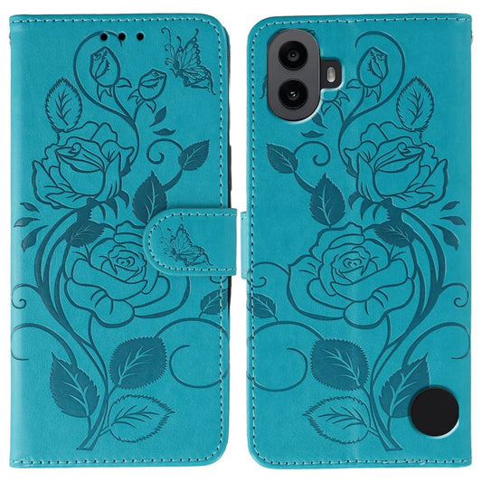 Nothing CMF Phone 1 Wallet-Handyhülle – Aus PU-Leder mit Rosen- & Schmetterlingsmuster