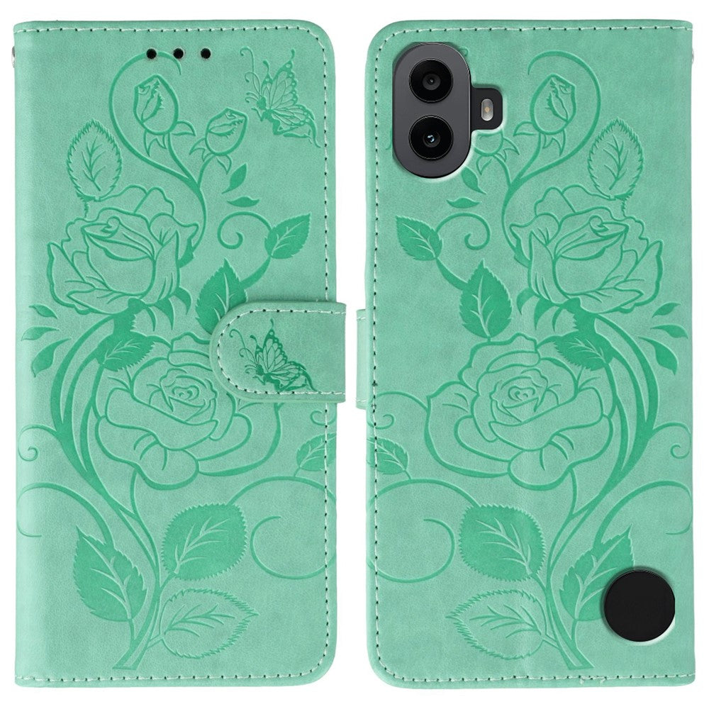 Nothing CMF Phone 1 Wallet-Handyhülle – Aus PU-Leder mit Rosen- & Schmetterlingsmuster