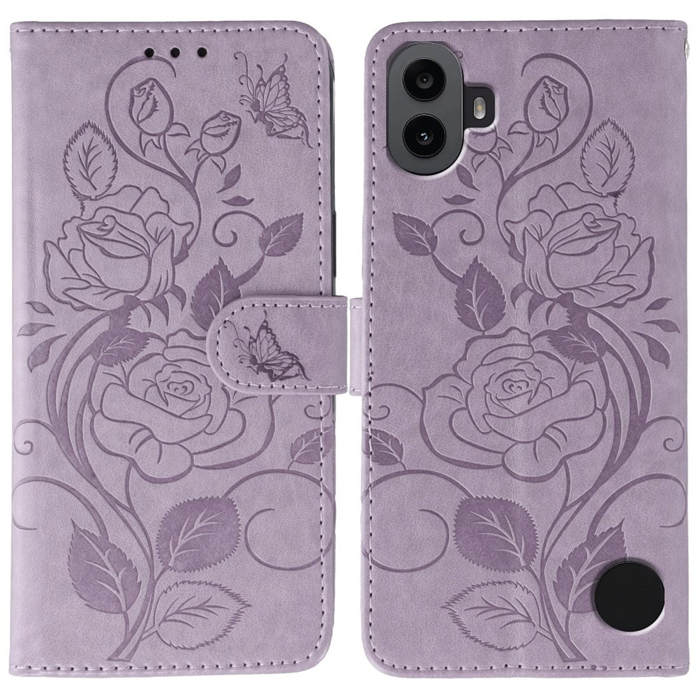 Nothing CMF Phone 1 Wallet-Handyhülle – Aus PU-Leder mit Rosen- & Schmetterlingsmuster