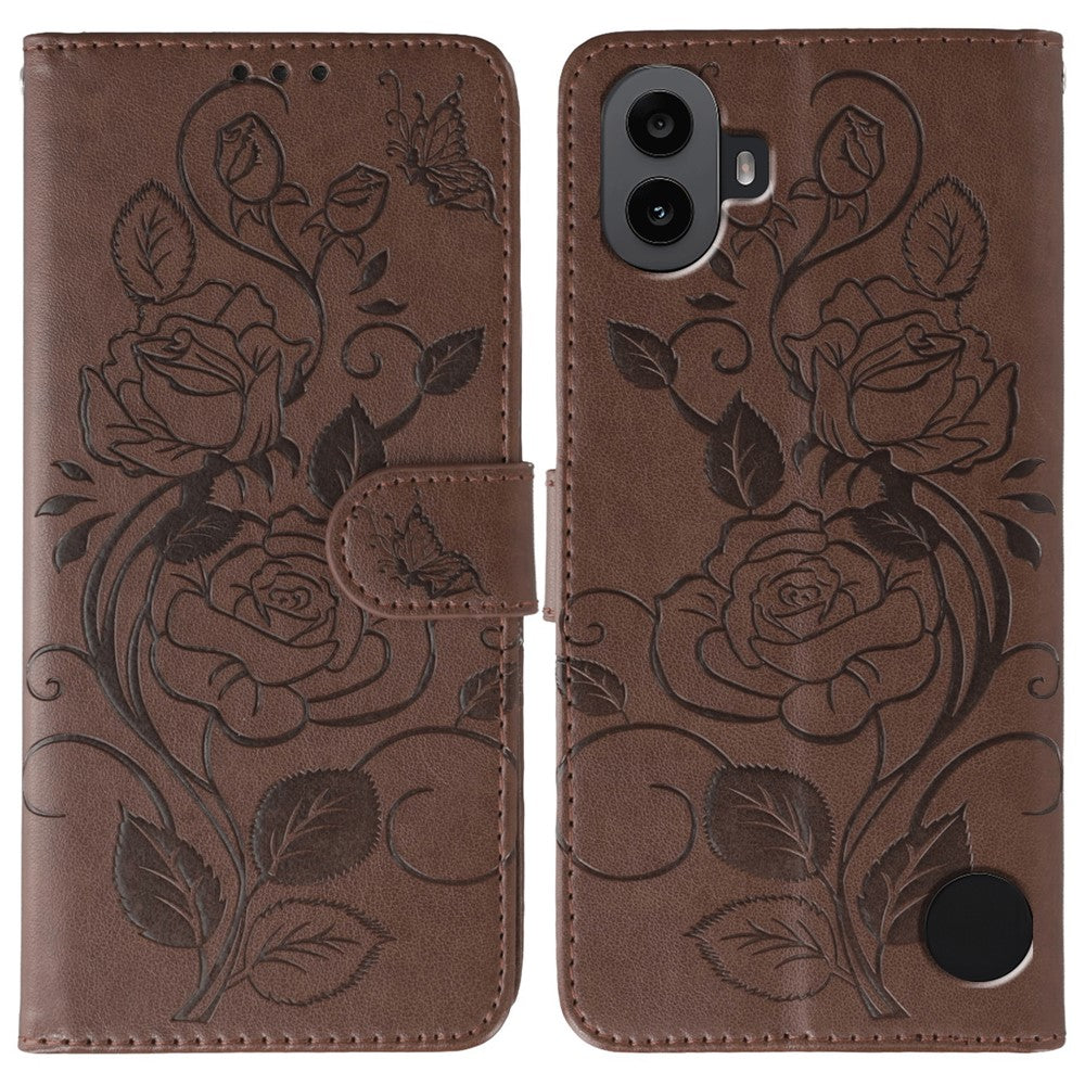 Nothing CMF Phone 1 Wallet-Handyhülle – Aus PU-Leder mit Rosen- & Schmetterlingsmuster