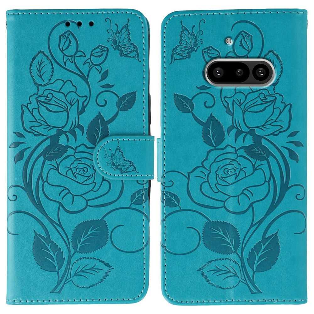 Nothing Phone (3a) Wallet-Handyhülle – Aus PU-Leder mit Rosen- & Schmetterlingsmuster