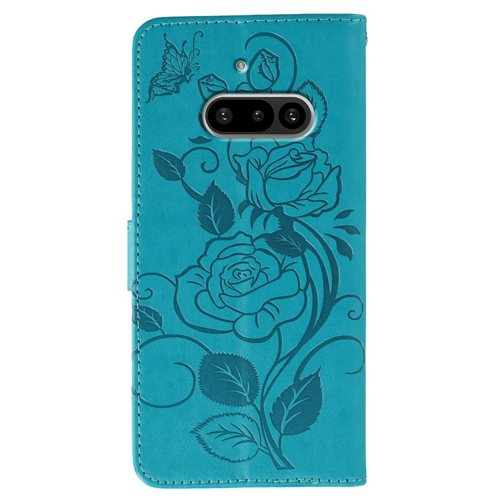 Nothing Phone (3a) Wallet-Handyhülle – Aus PU-Leder mit Rosen- & Schmetterlingsmuster
