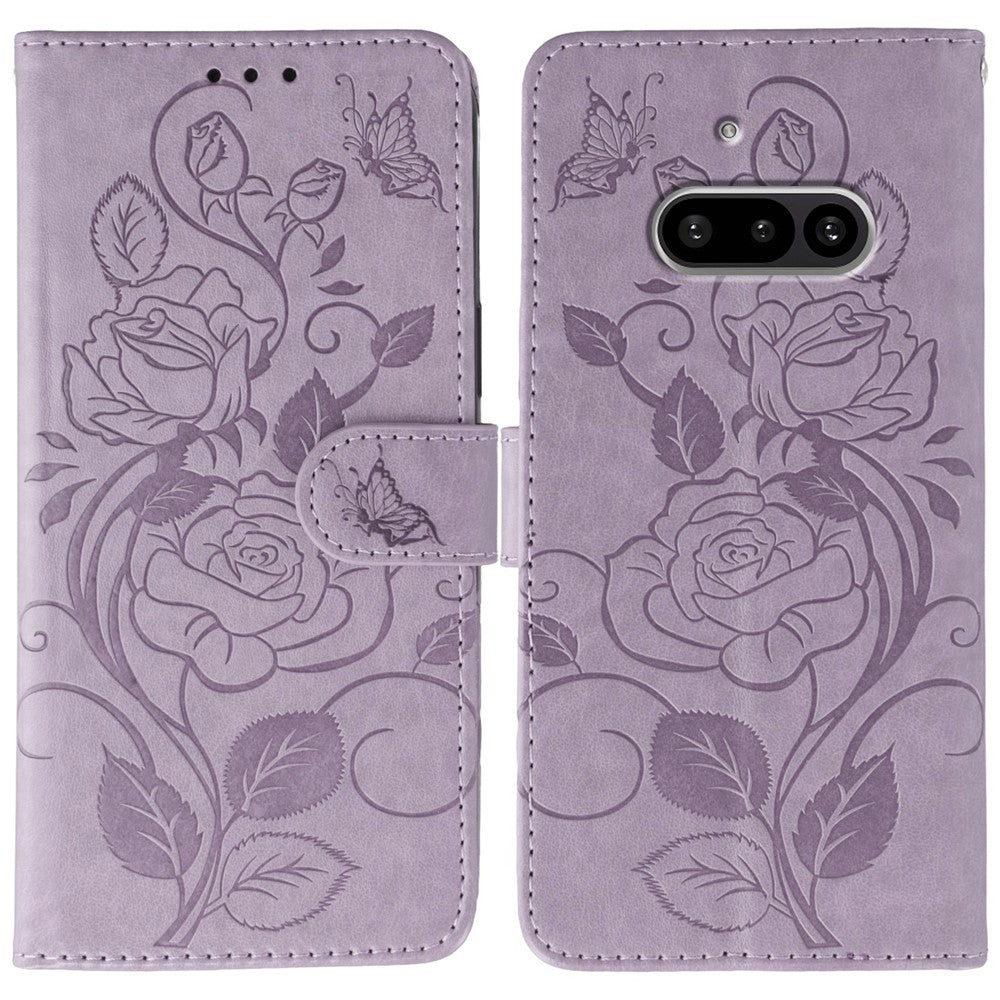 Nothing Phone (3a) Wallet-Handyhülle – Aus PU-Leder mit Rosen- & Schmetterlingsmuster
