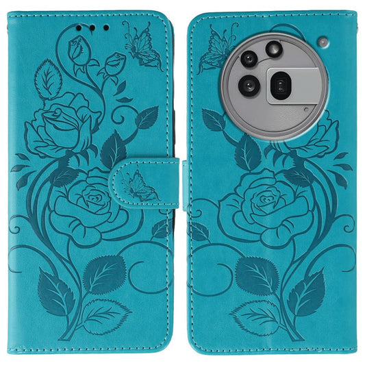 Nothing Phone (3a) Pro Wallet-Handyhülle – Aus PU-Leder mit Rosen- & Schmetterlingsmuster