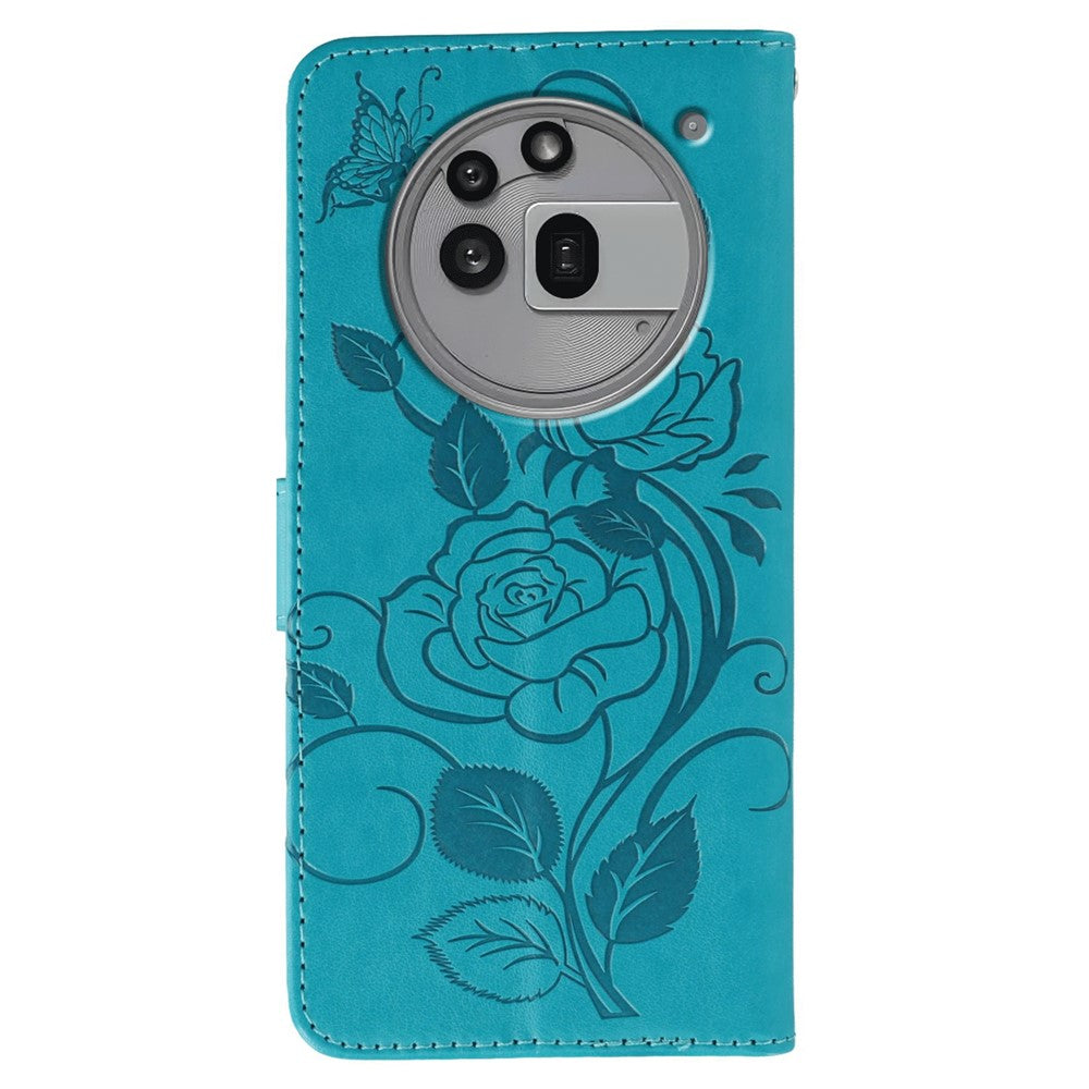 Nothing Phone (3a) Pro Wallet-Handyhülle – Aus PU-Leder mit Rosen- & Schmetterlingsmuster