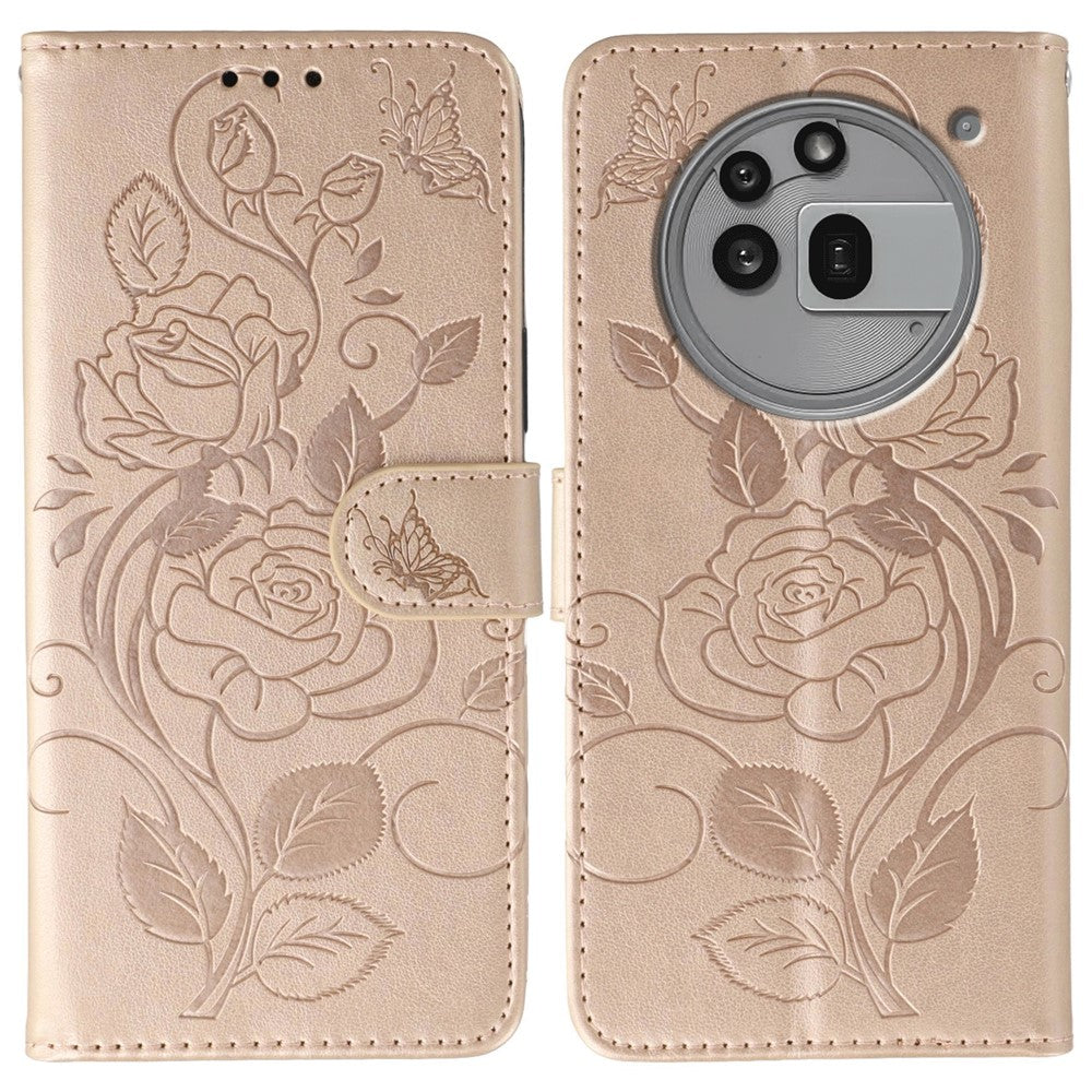 Nothing Phone (3a) Pro Wallet-Handyhülle – Aus PU-Leder mit Rosen- & Schmetterlingsmuster