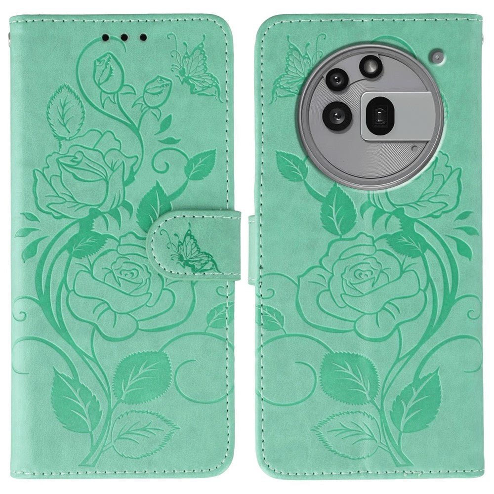 Nothing Phone (3a) Pro Wallet-Handyhülle – Aus PU-Leder mit Rosen- & Schmetterlingsmuster
