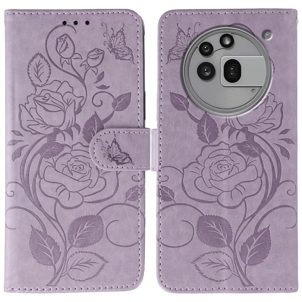 Nothing Phone (3a) Pro Wallet-Handyhülle – Aus PU-Leder mit Rosen- & Schmetterlingsmuster