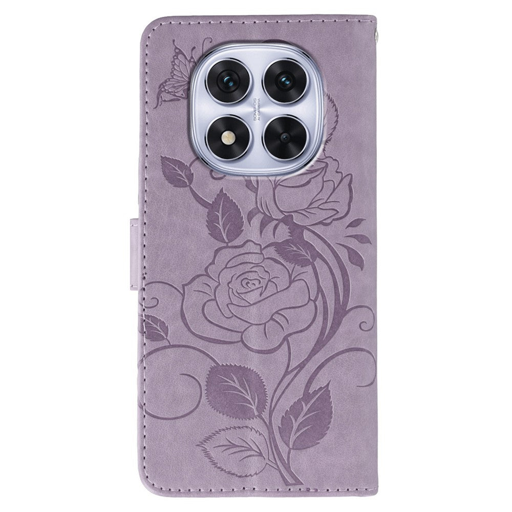 Phone Case For Xiaomi Redmi Note 14 Pro 4G / 5G / Note 14 Pro+ 5G / Poco X7 5G Wallet Stand Imprinted Rose Butterfly PU Leather Cover
