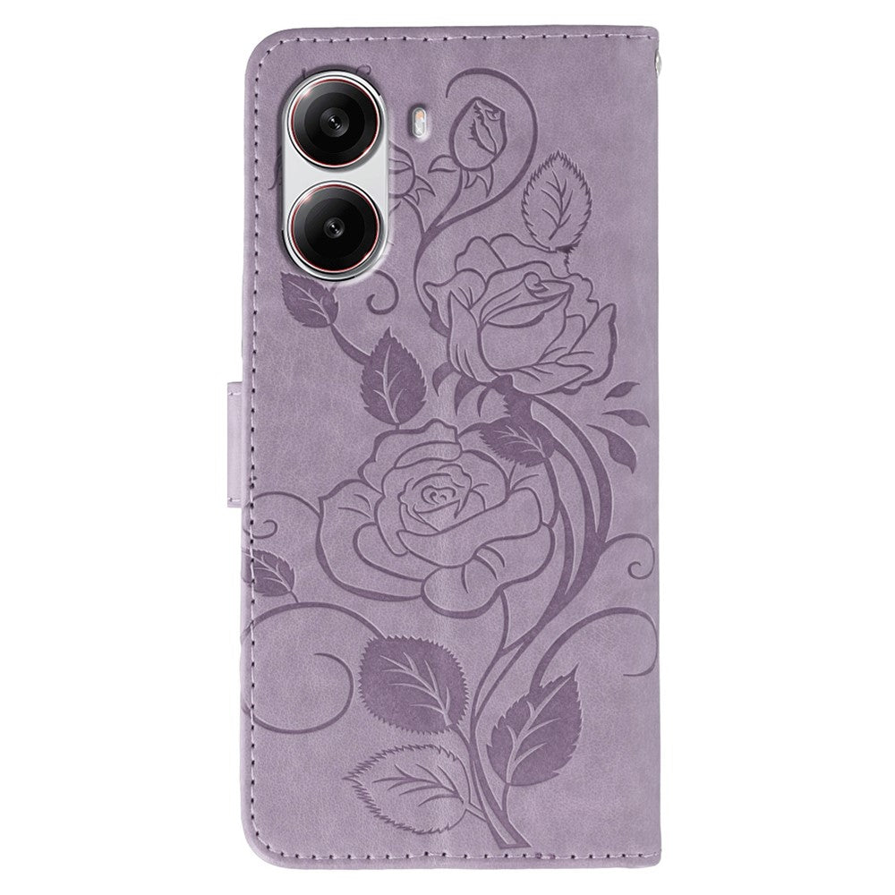 For Xiaomi Poco X7 Pro 5G Case Wallet Stand Imprinted Rose Butterfly PU Leather Phone Cover