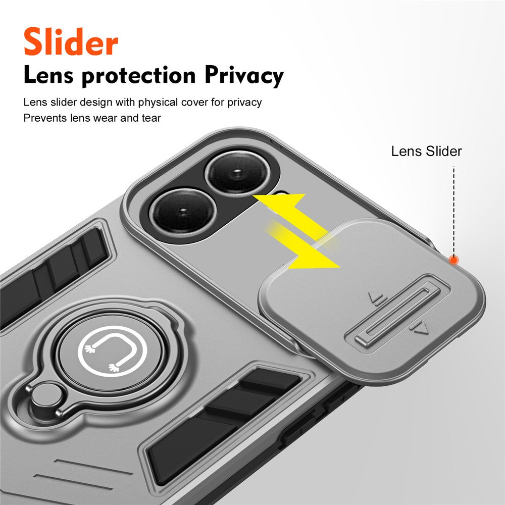For Xiaomi Poco X7 Pro 5G / Redmi Turbo 4 5G Case Slide Camshield Kickstand PC + TPU Phone Cover