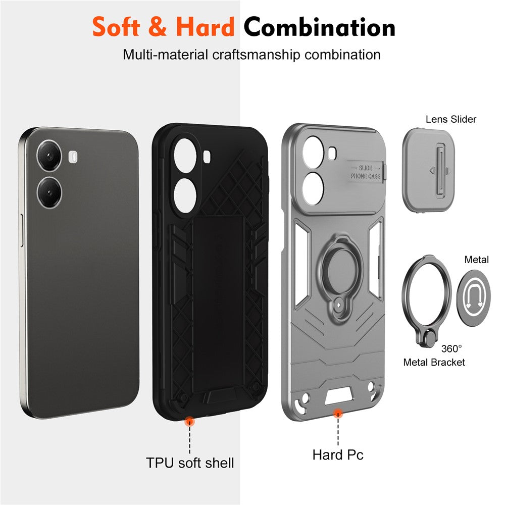 For Xiaomi Poco X7 Pro 5G / Redmi Turbo 4 5G Case Slide Camshield Kickstand PC + TPU Phone Cover