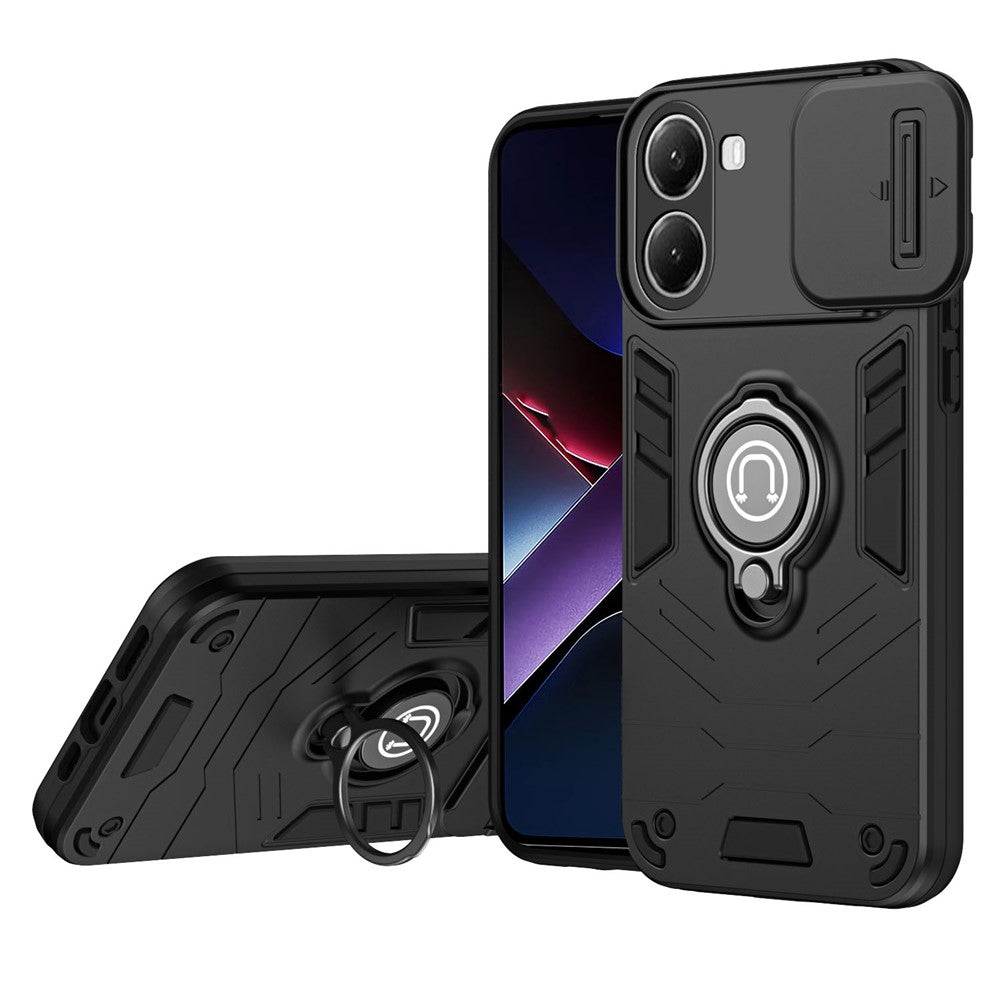 For Xiaomi Poco X7 Pro 5G / Redmi Turbo 4 5G Case Slide Camshield Kickstand PC + TPU Phone Cover