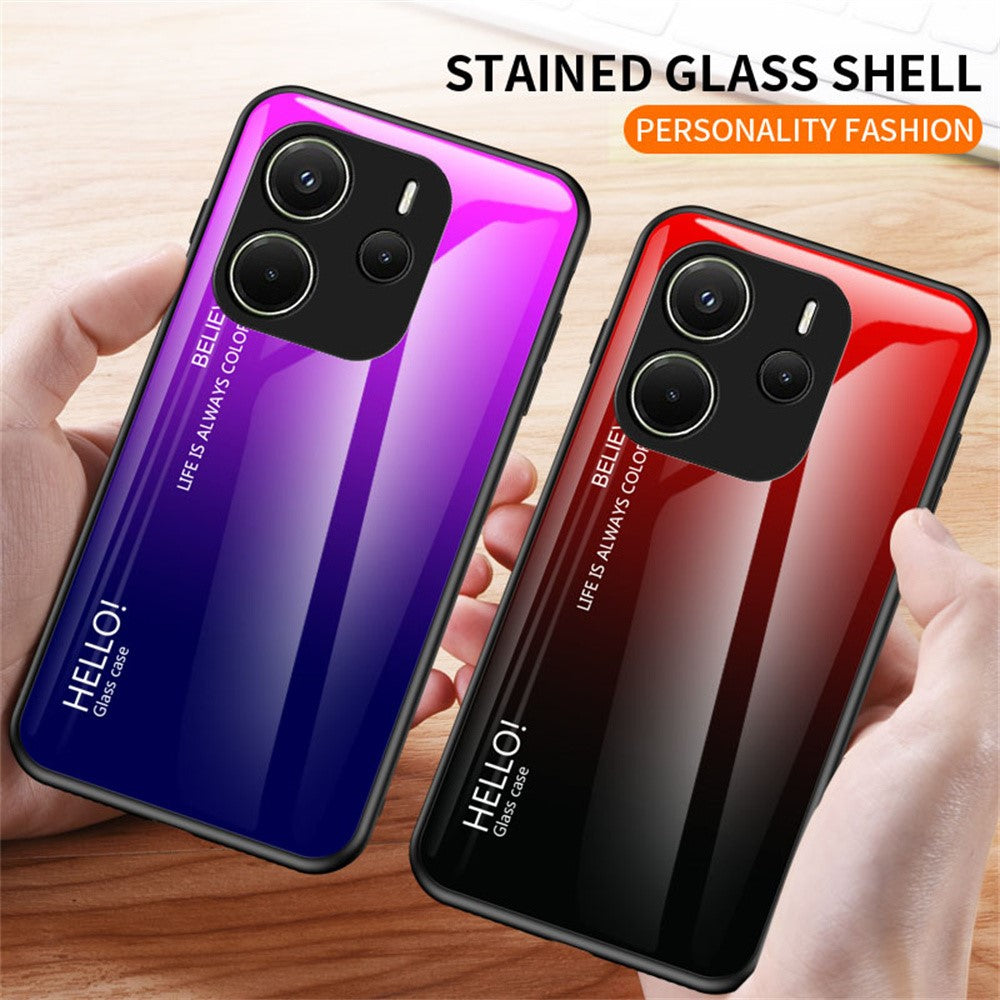For Xiaomi Redmi Note 14 4G (163.25mm) Case Anti-Scratch Tempered Glass + PC+TPU Phone Cover