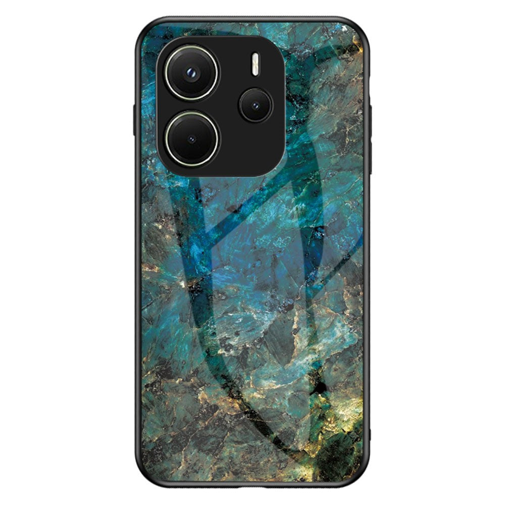 For Xiaomi Redmi Note 14 4G (163.25mm) Case Marble Pattern Tempered Glass + PC + TPU Protective Phone Cover