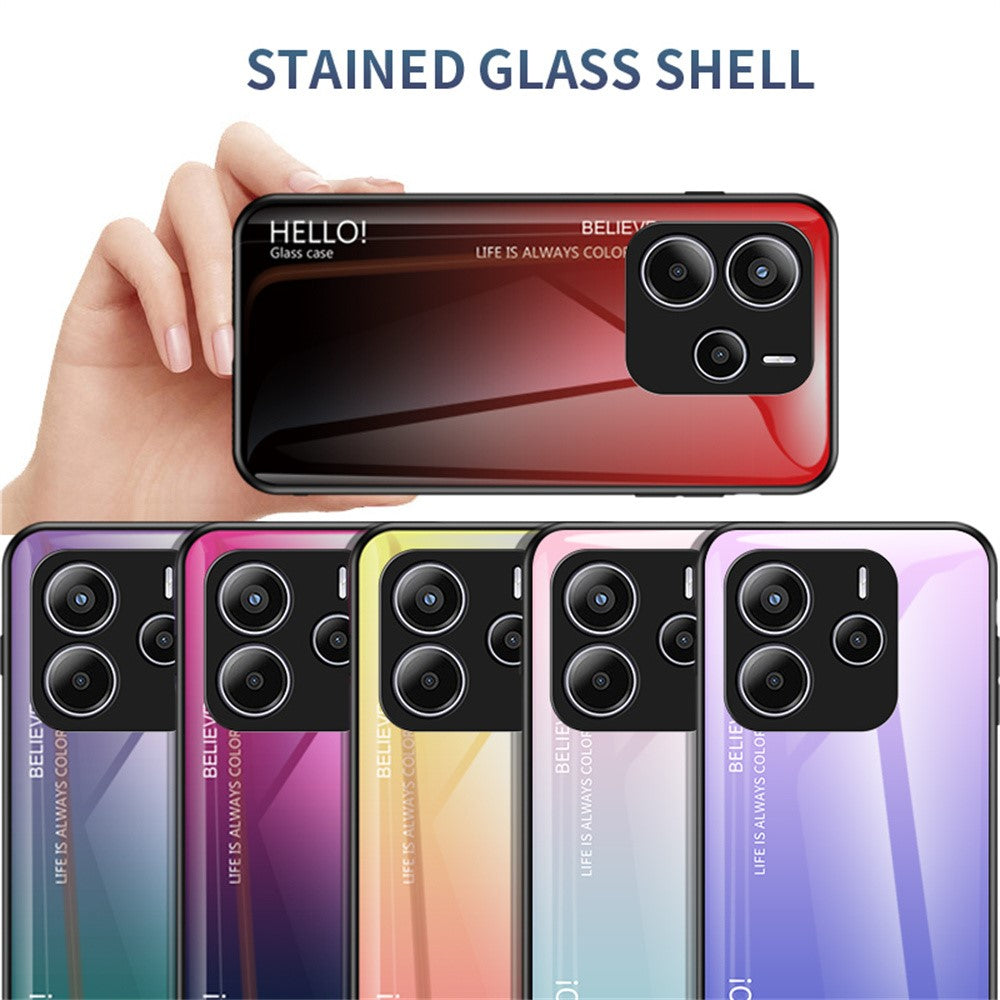 For Xiaomi Redmi Note 14 5G Case Anti-Scratch Tempered Glass + PC+TPU Phone Cover