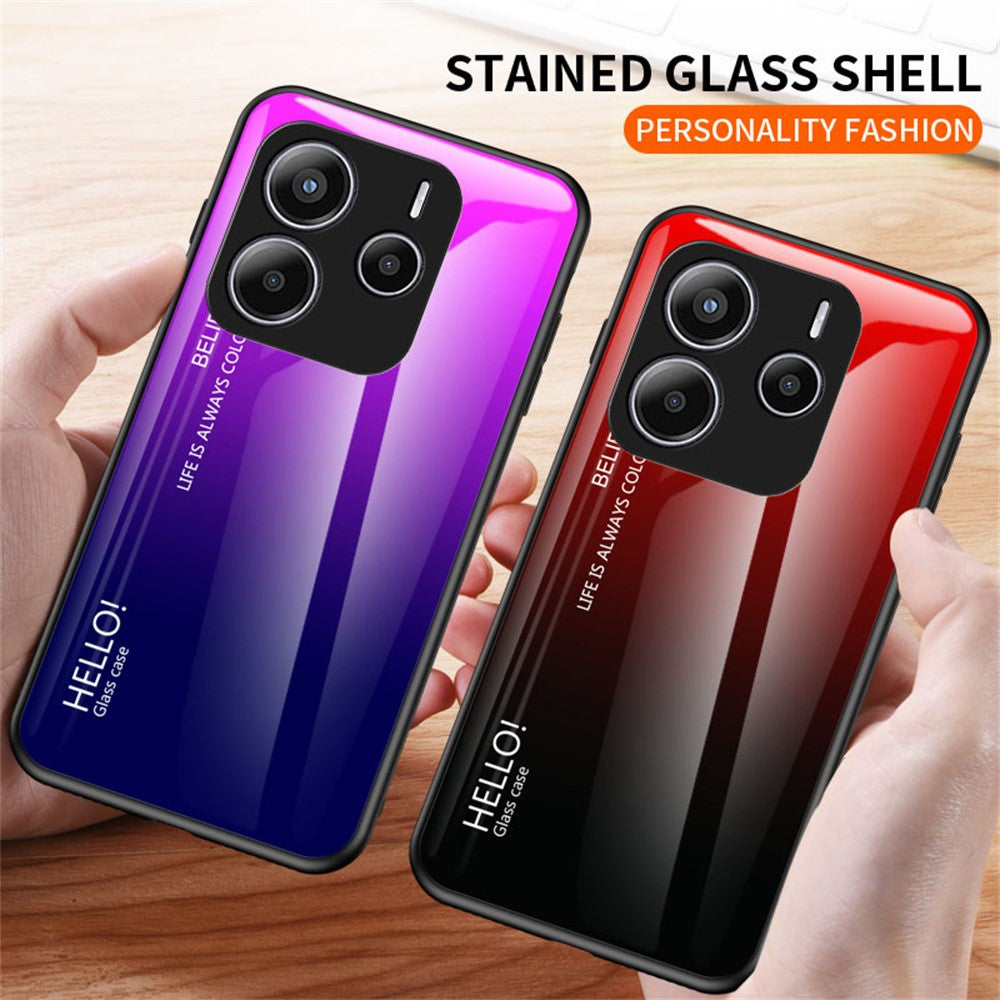 For Xiaomi Redmi Note 14 5G Case Anti-Scratch Tempered Glass + PC+TPU Phone Cover