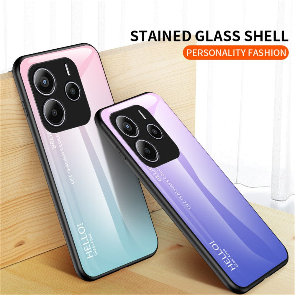For Xiaomi Redmi Note 14 5G Case Anti-Scratch Tempered Glass + PC+TPU Phone Cover