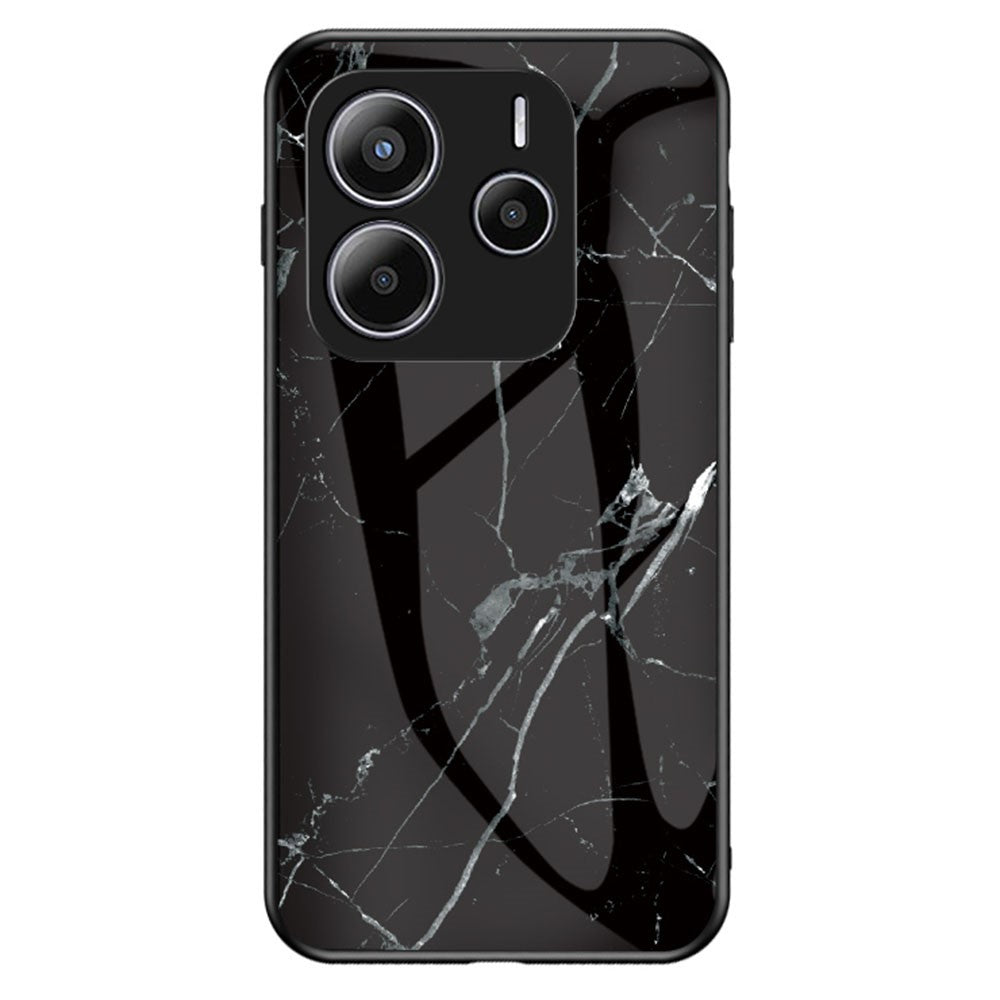 For Xiaomi Redmi Note 14 5G Case Marble Pattern Tempered Glass + PC + TPU Protective Phone Cover