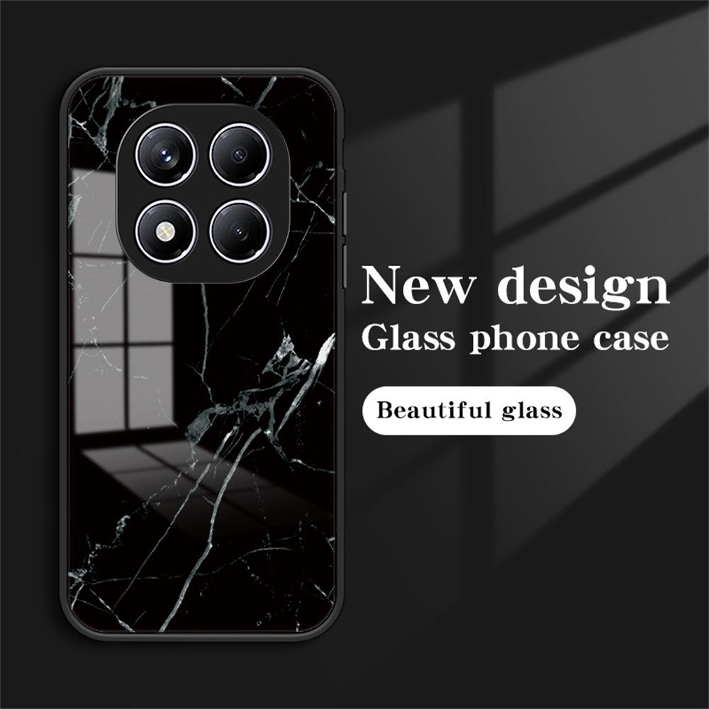For Xiaomi Redmi Note 14 Pro 4G Case Marble Pattern Tempered Glass + PC + TPU Protective Phone Cover