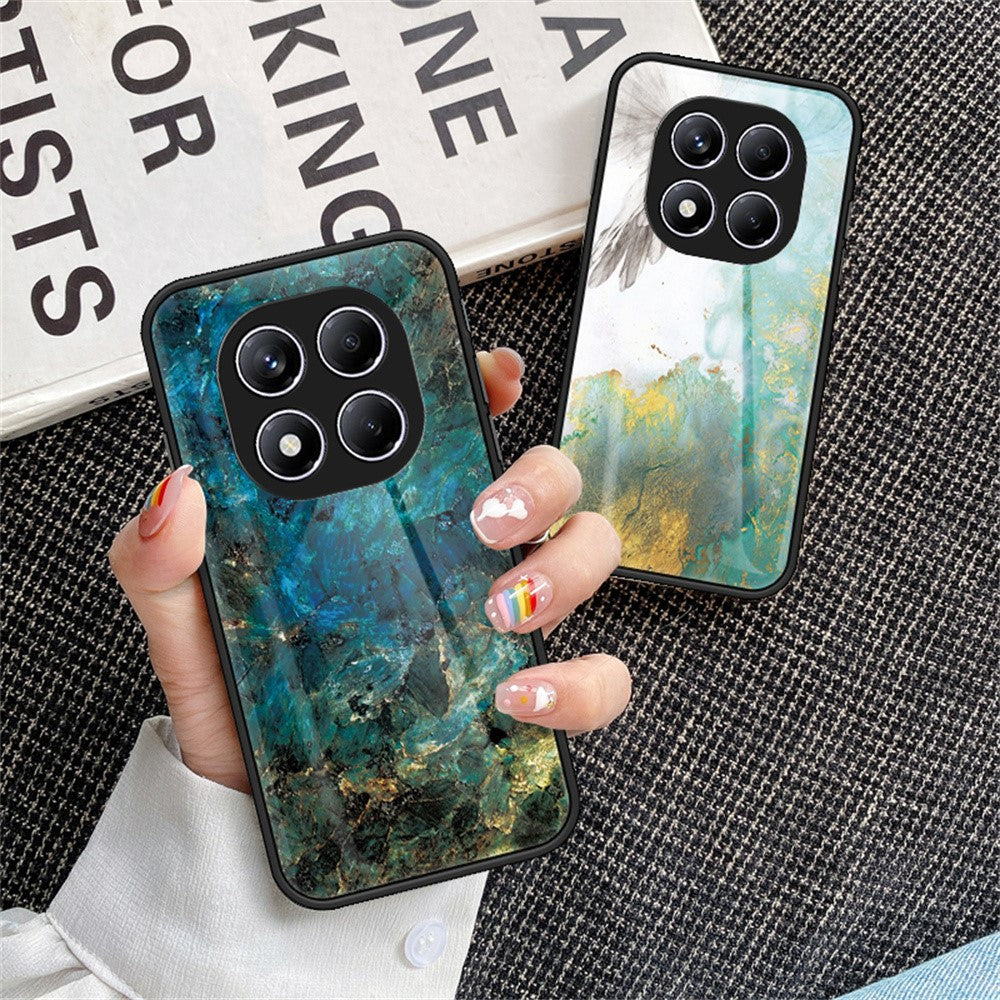 For Xiaomi Redmi Note 14 Pro 4G Case Marble Pattern Tempered Glass + PC + TPU Protective Phone Cover