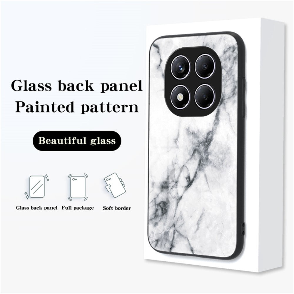 For Xiaomi Redmi Note 14 Pro 4G Case Marble Pattern Tempered Glass + PC + TPU Protective Phone Cover