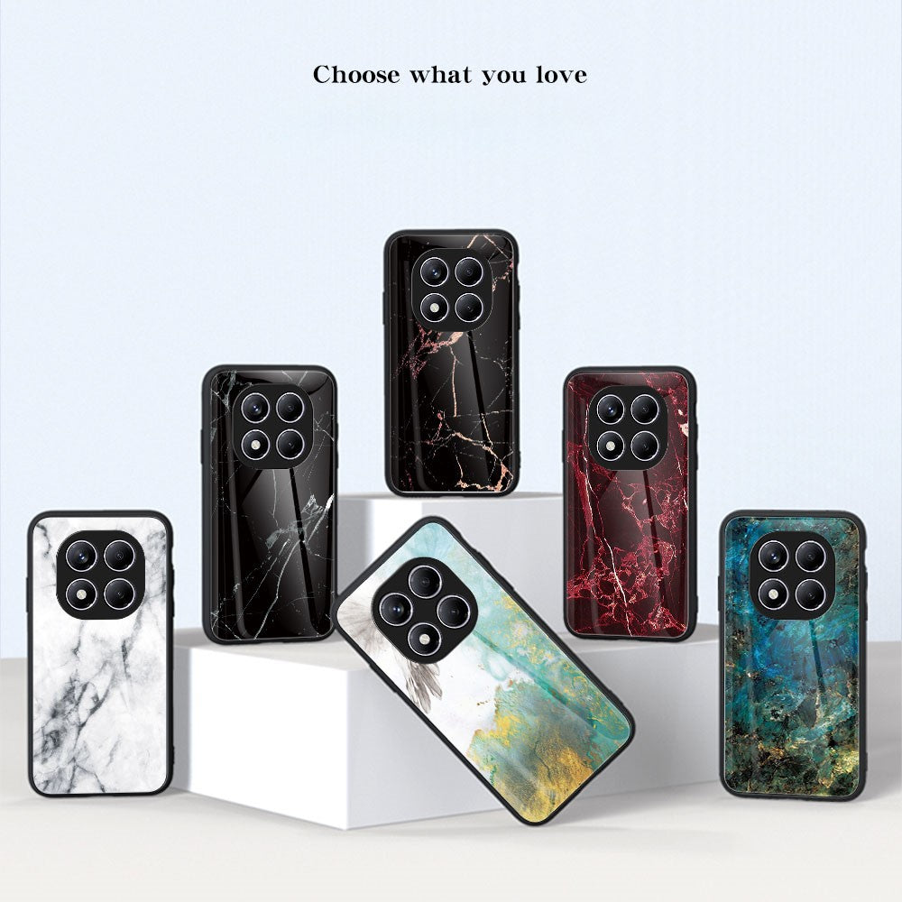 For Xiaomi Redmi Note 14 Pro 4G Case Marble Pattern Tempered Glass + PC + TPU Protective Phone Cover