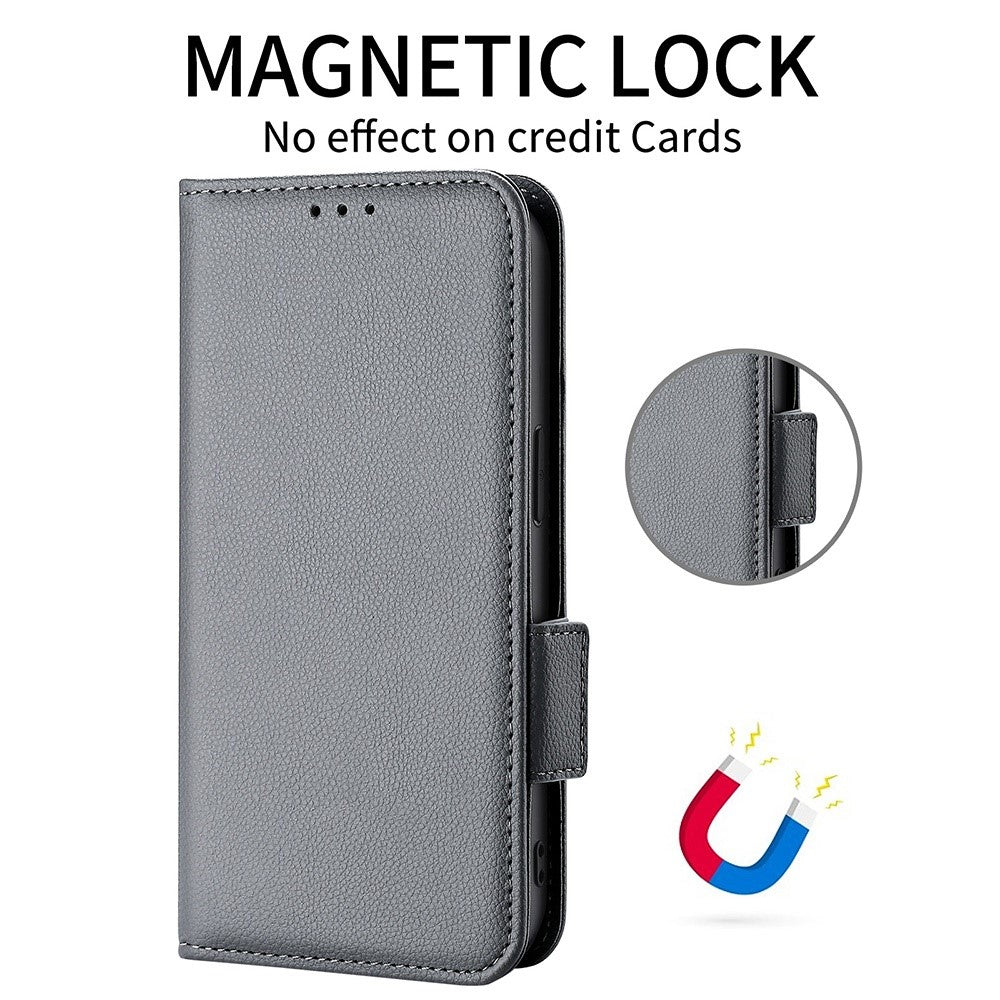 Litchi Texture Phone Stand Cover for Honor 70 5G, PU Leather Dual Magnetic Clasp Full Protection Wallet Case