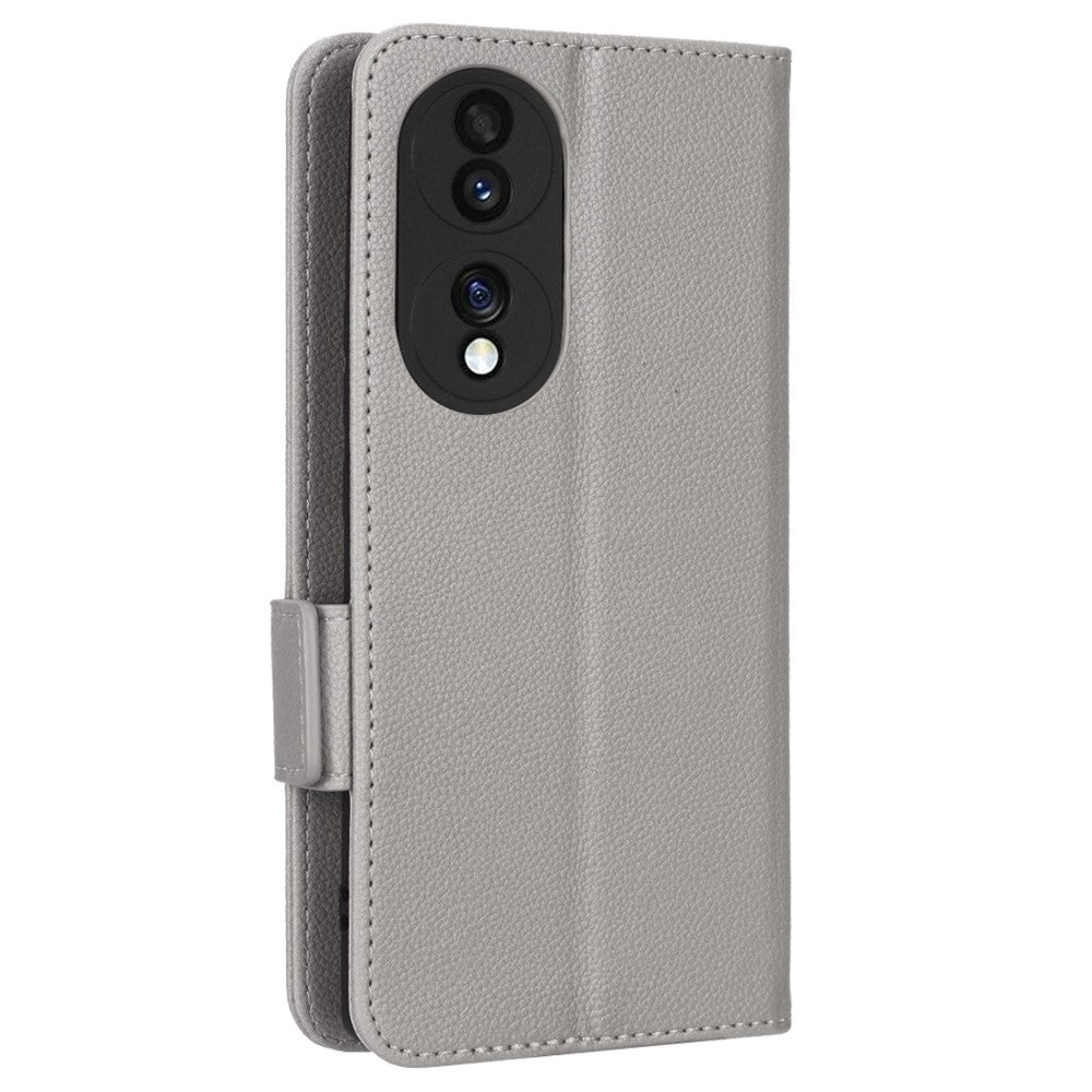 Litchi Texture Phone Stand Cover for Honor 70 5G, PU Leather Dual Magnetic Clasp Full Protection Wallet Case