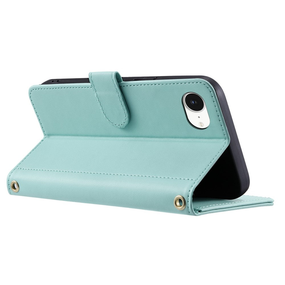 iPhone 16e Wallet-Hülle – Rautenmuster mit Geldbörsenfunktion & Riemen