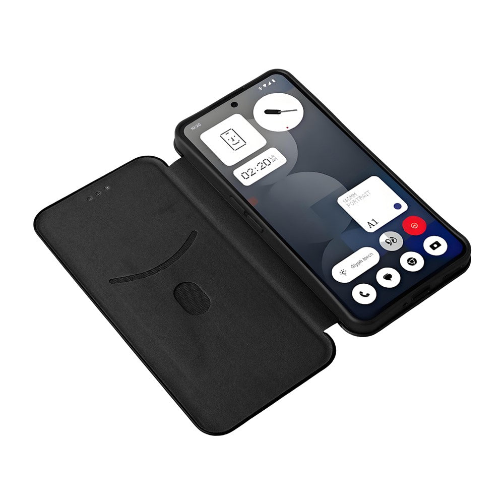 Nothing Phone (3a) Pro Wallet-Handyhülle – Mit Carbonfaser-Textur, Kartenhalter, Lederständer