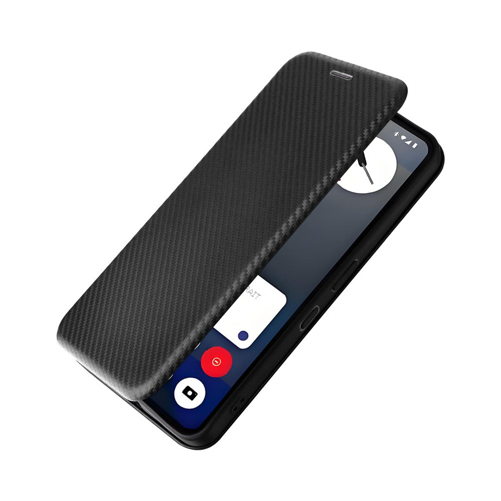 Nothing Phone (3a) Pro Wallet-Handyhülle – Mit Carbonfaser-Textur, Kartenhalter, Lederständer