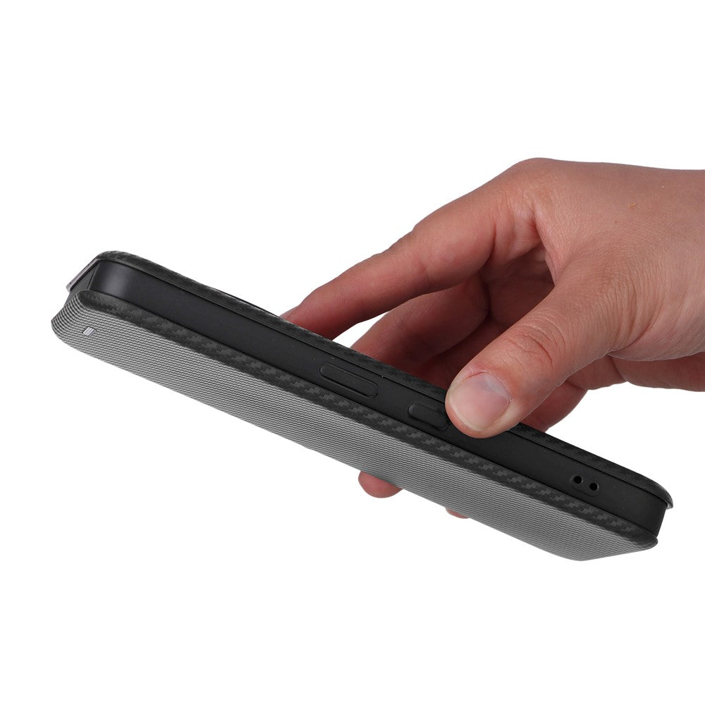 Nothing Phone (3a) Wallet-Handyhülle – Mit Carbonfaser-Textur, Kartenhalter, Lederständer