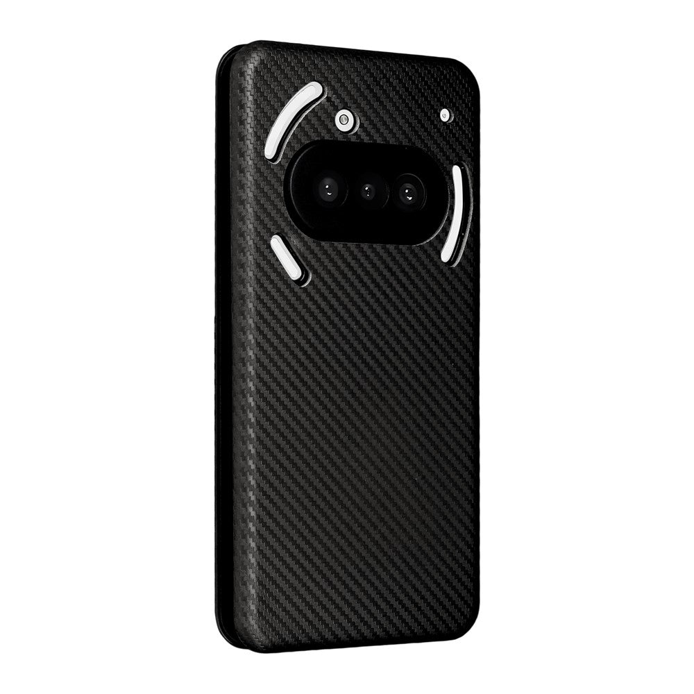 Nothing Phone (3a) Wallet-Handyhülle – Mit Carbonfaser-Textur, Kartenhalter, Lederständer
