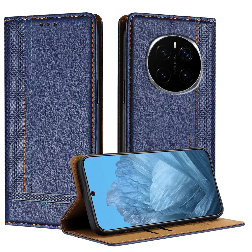 For Honor Magic7 Pro 5G Case L-Shaped Grid Pattern Leather Stand Phone Cover with Card Slots