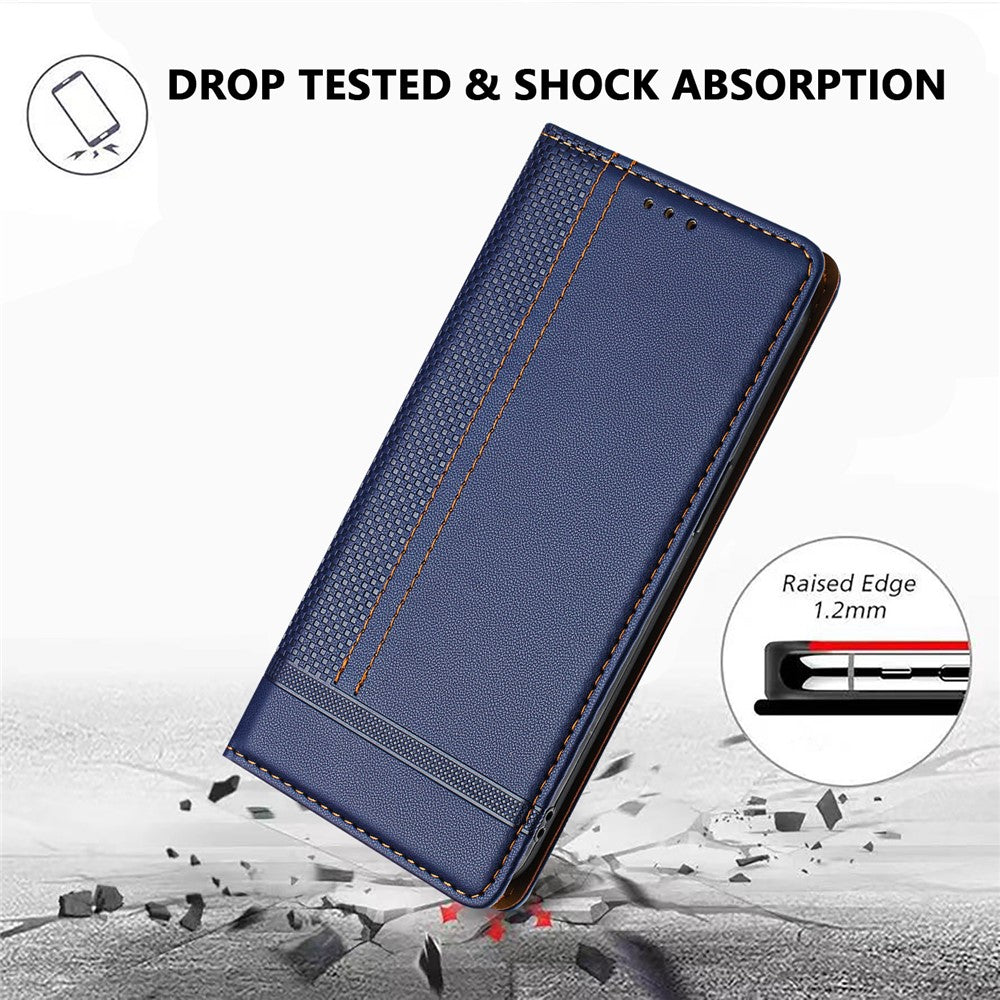 For Honor Magic7 Pro 5G Case L-Shaped Grid Pattern Leather Stand Phone Cover with Card Slots