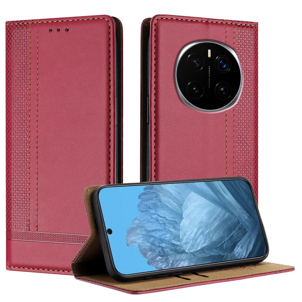 For Honor Magic7 Pro 5G Case L-Shaped Grid Pattern Leather Stand Phone Cover with Card Slots