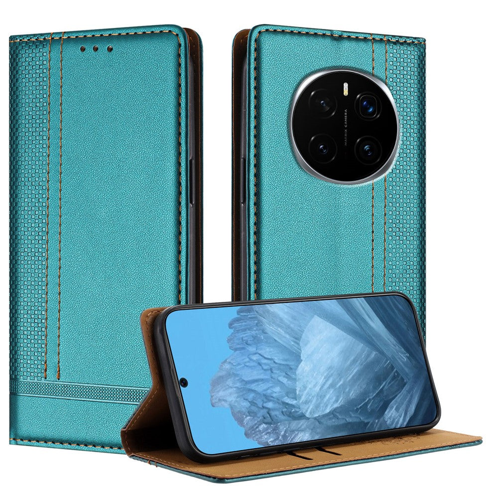 For Honor Magic7 Pro 5G Case L-Shaped Grid Pattern Leather Stand Phone Cover with Card Slots