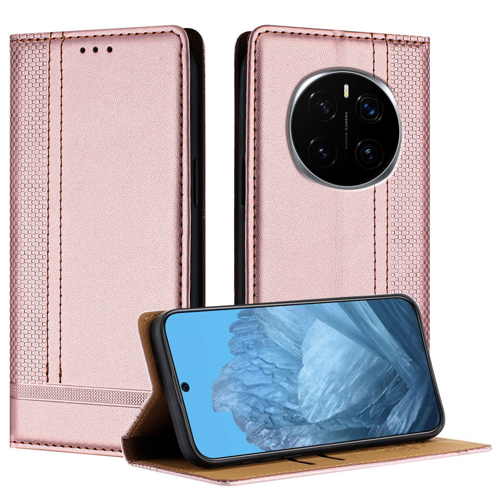 For Honor Magic7 Pro 5G Case L-Shaped Grid Pattern Leather Stand Phone Cover with Card Slots