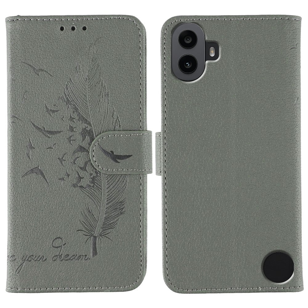 Nothing CMF Phone 1 Wallet-Handyhülle – Mit Federmuster, aus PU-Leder