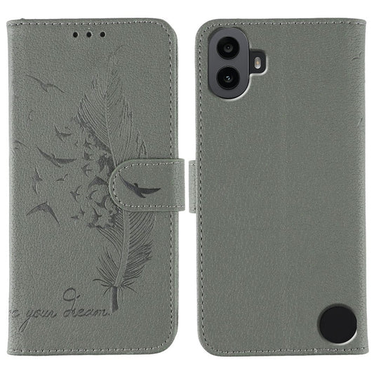 Nothing CMF Phone 1 Wallet-Handyhülle – Mit Federmuster, aus PU-Leder