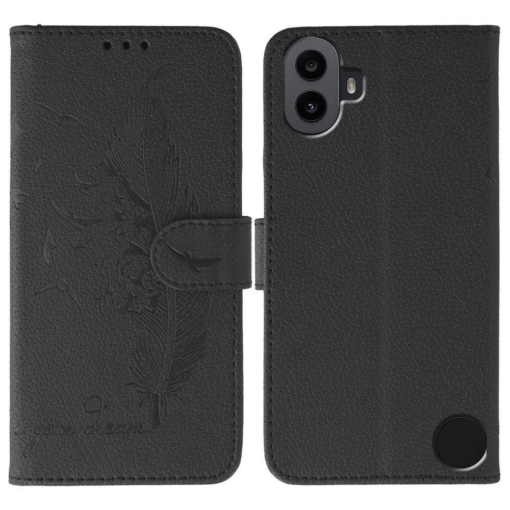 Nothing CMF Phone 1 Wallet-Handyhülle – Mit Federmuster, aus PU-Leder