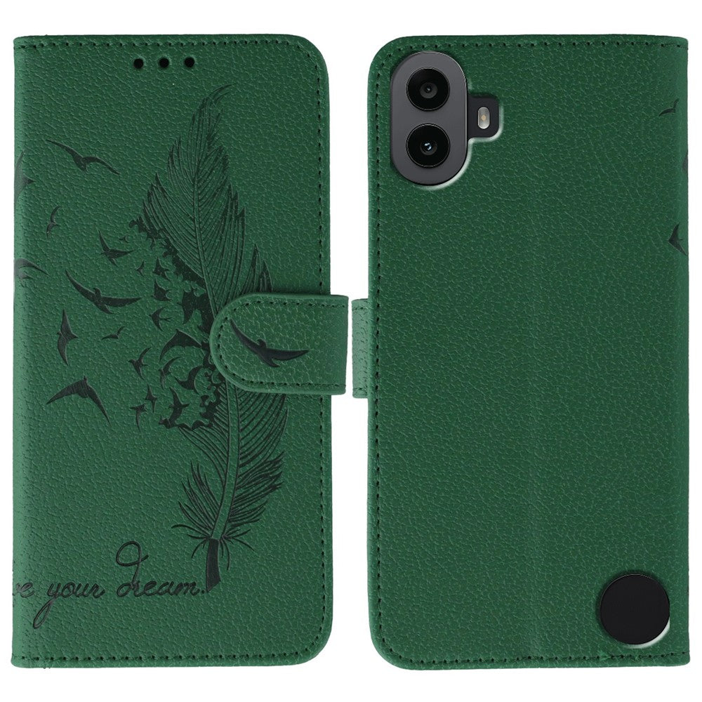 Nothing CMF Phone 1 Wallet-Handyhülle – Mit Federmuster, aus PU-Leder