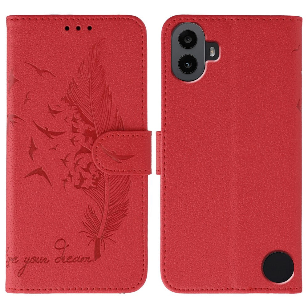 Nothing CMF Phone 1 Wallet-Handyhülle – Mit Federmuster, aus PU-Leder