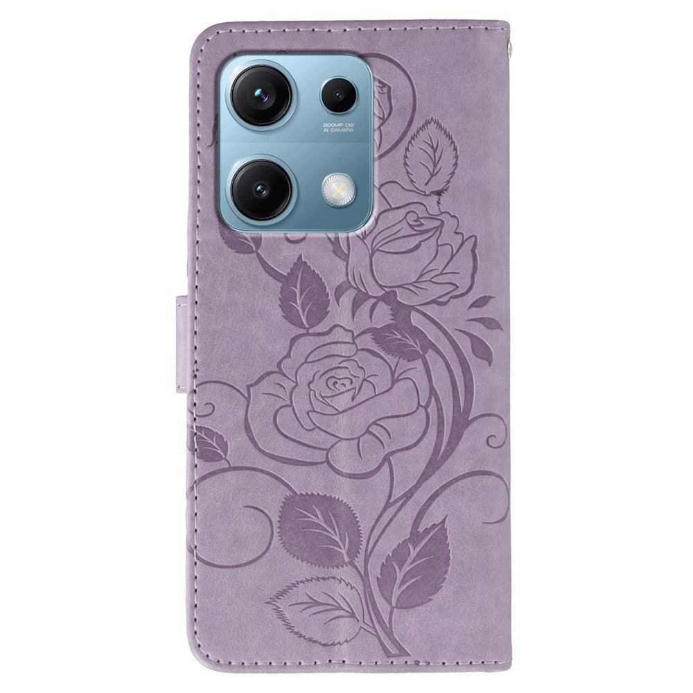 For Xiaomi Redmi Note 14S 4G / Note 13 Pro 4G / Poco M6 Pro 4G Case Wallet Stand Imprinted Rose Butterfly PU Leather Phone Cover