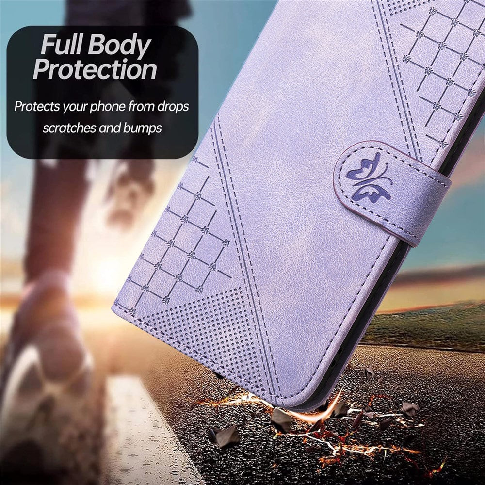 For Honor 200 5G Leather Wallet Case Butterfly Flower Imprinted Phone Cover with Strap
